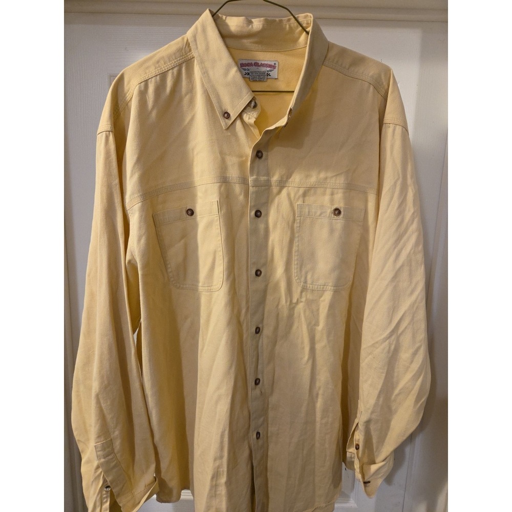 Boca Classics Shirt Men's XL Yellow Cotton Button Down Long‎ Sleeve NWT